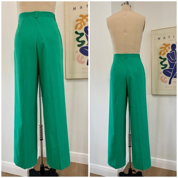 Vintage 80’s Green High-Waist Pleated Trousers - Picture 2 of 15